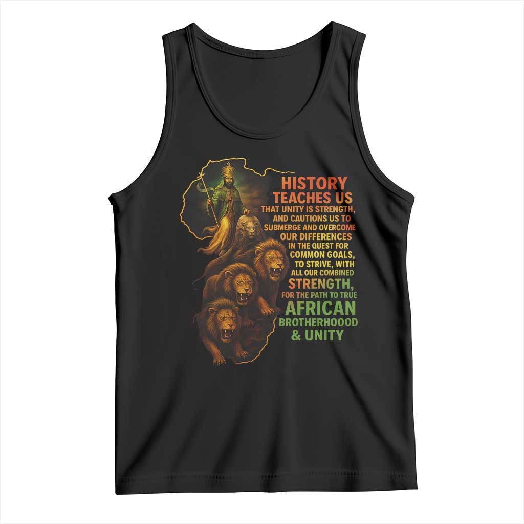 Haile Selassie Quotes Tank Top History Teaches Us That Unity Is Strength Rasta Lions of Judah - Wonder Print Shop