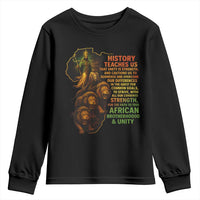 Haile Selassie Quotes Youth Sweatshirt History Teaches Us That Unity Is Strength Rasta Lions of Judah - Wonder Print Shop