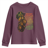 Haile Selassie Quotes Youth Sweatshirt History Teaches Us That Unity Is Strength Rasta Lions of Judah - Wonder Print Shop