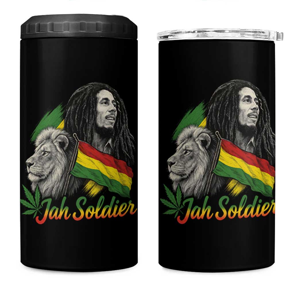 Jah Soldier 4 in 1 Can Cooler Tumbler Lion Of Judah Reggae Rastafari Flag - Wonder Print Shop
