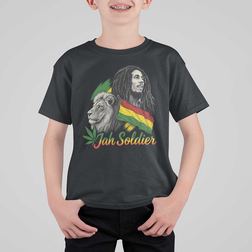 Jah Soldier T Shirt For Kid Lion Of Judah Reggae Rastafari Flag - Wonder Print Shop