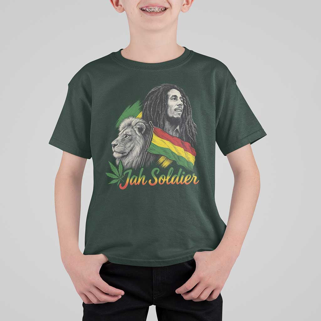 Jah Soldier T Shirt For Kid Lion Of Judah Reggae Rastafari Flag - Wonder Print Shop