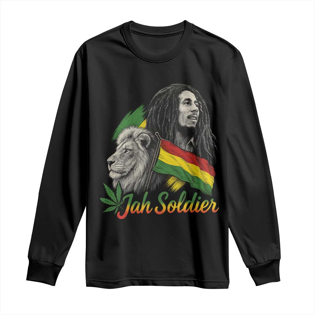 Jah Soldier Long Sleeve Shirt Lion Of Judah Reggae Rastafari Flag - Wonder Print Shop