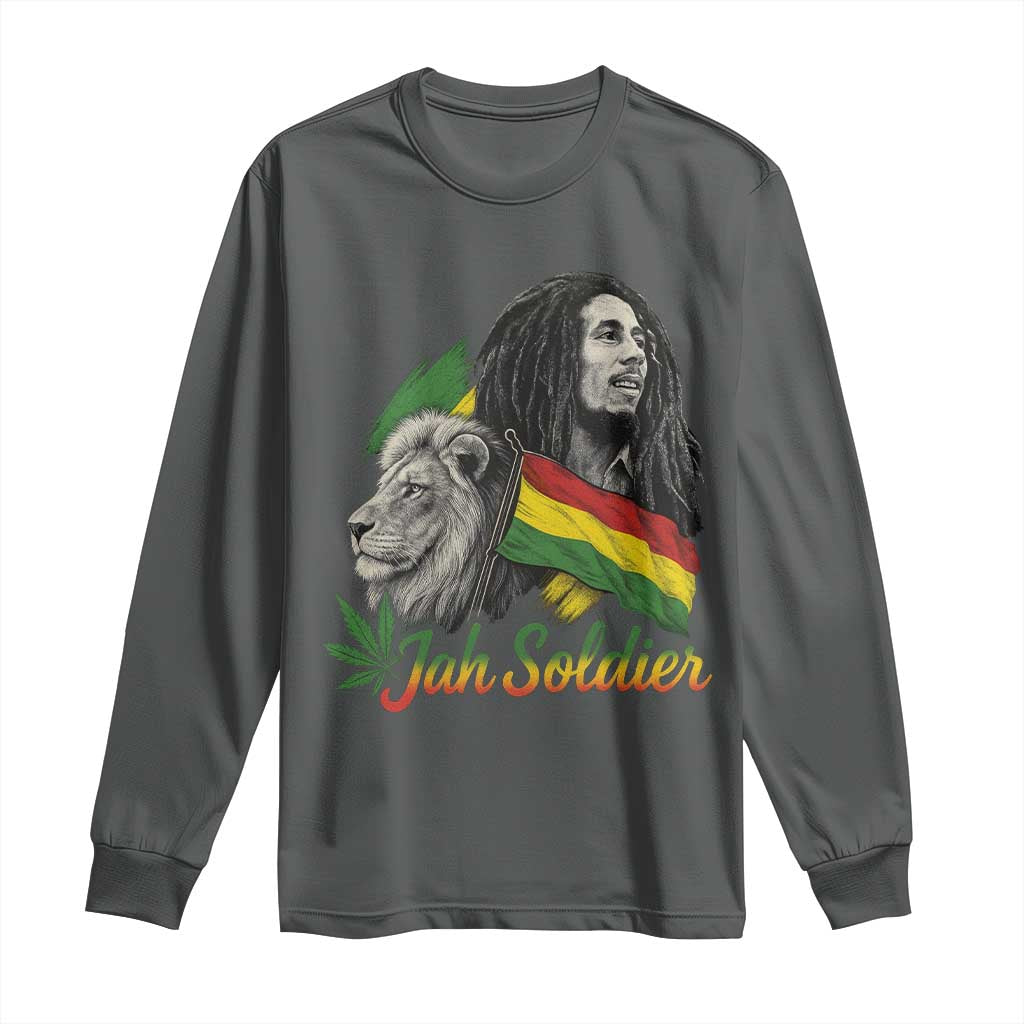 Jah Soldier Long Sleeve Shirt Lion Of Judah Reggae Rastafari Flag - Wonder Print Shop