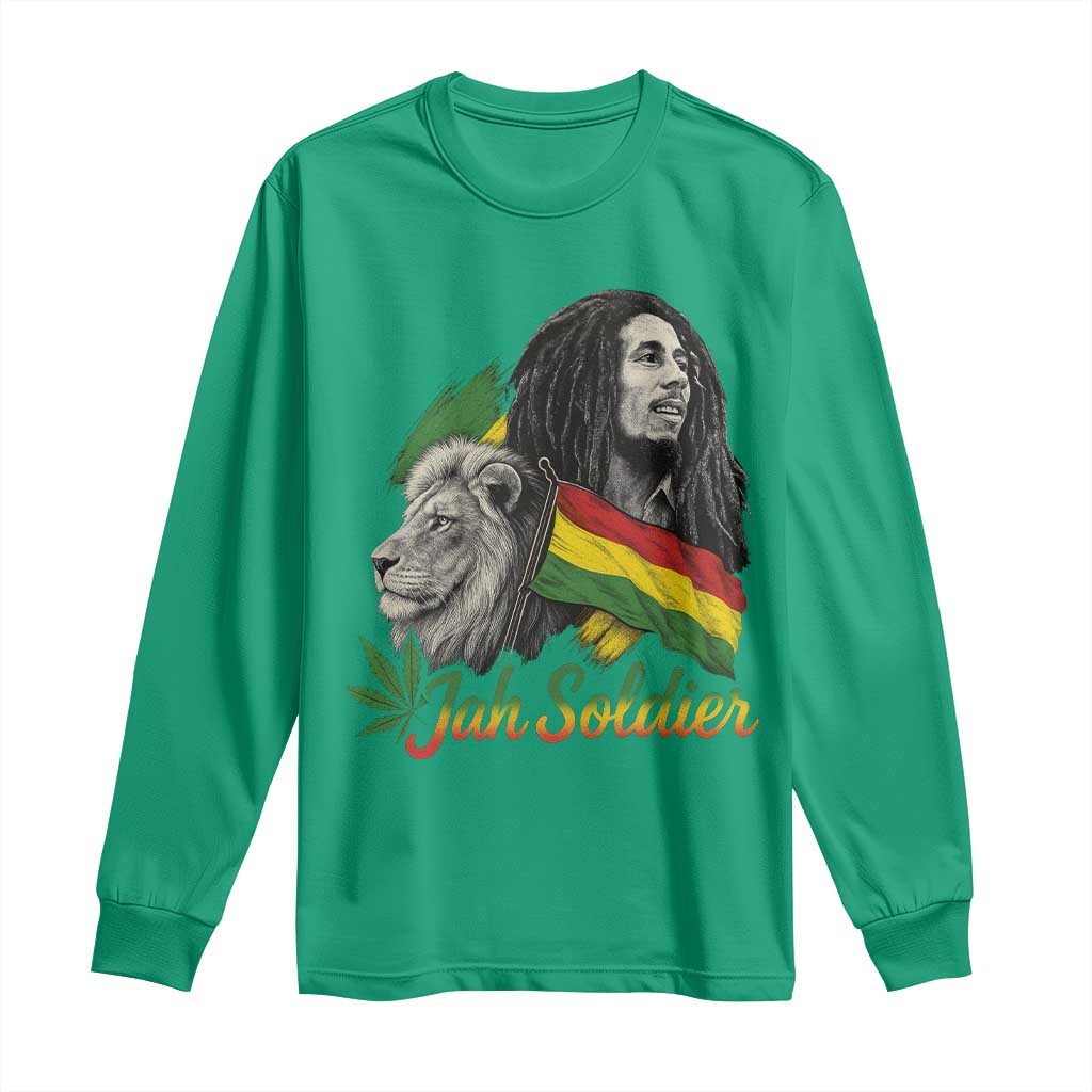 Jah Soldier Long Sleeve Shirt Lion Of Judah Reggae Rastafari Flag - Wonder Print Shop