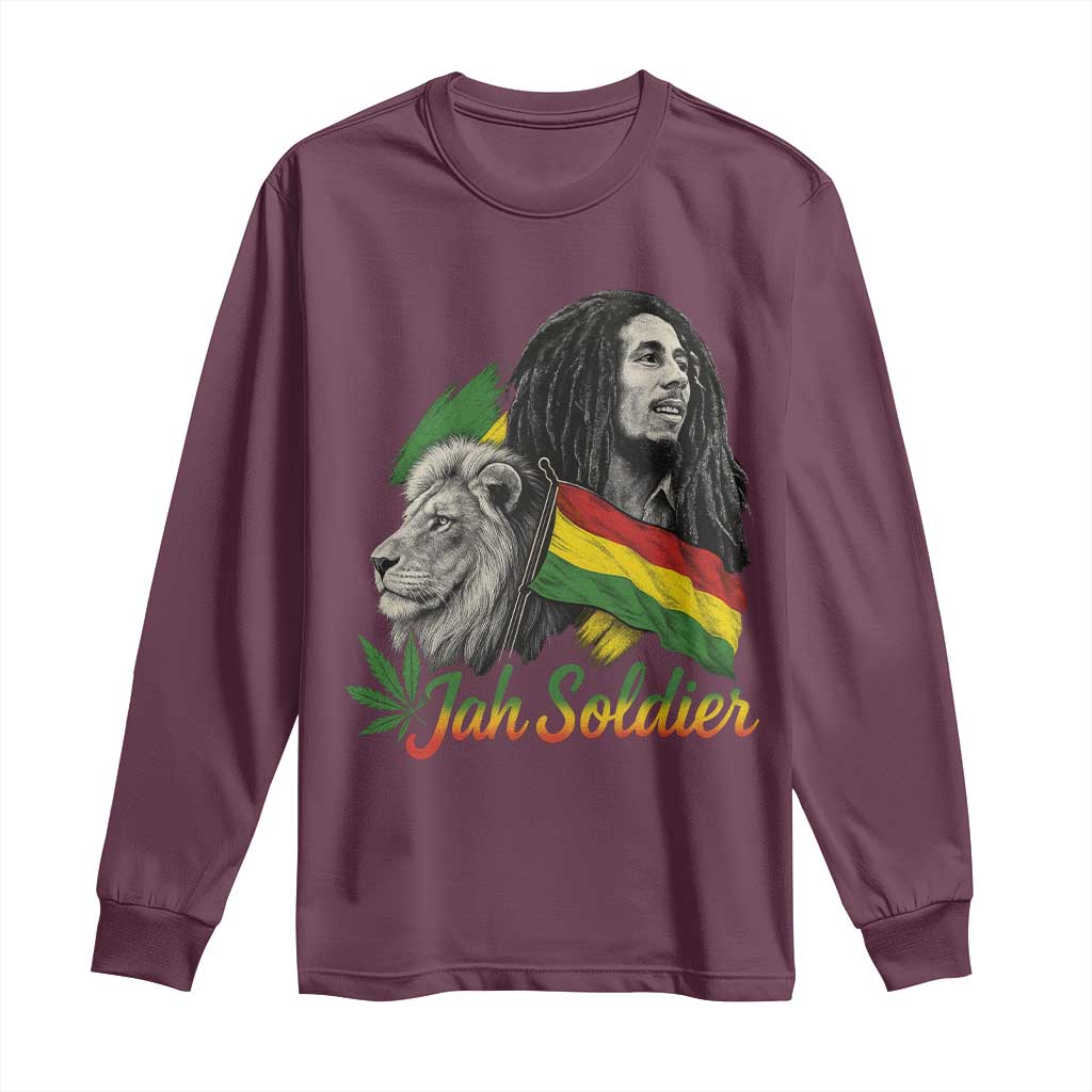 Jah Soldier Long Sleeve Shirt Lion Of Judah Reggae Rastafari Flag - Wonder Print Shop