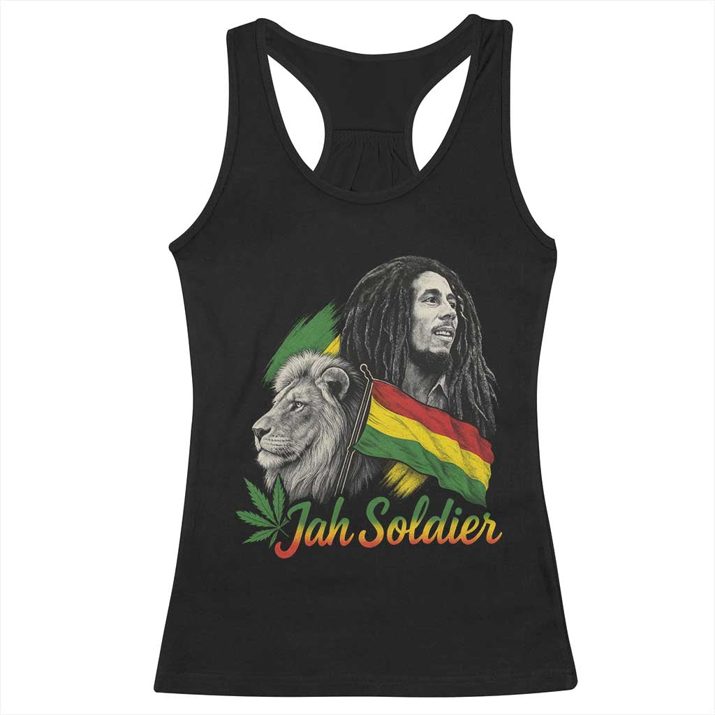 Jah Soldier Racerback Tank Top Lion Of Judah Reggae Rastafari Flag - Wonder Print Shop