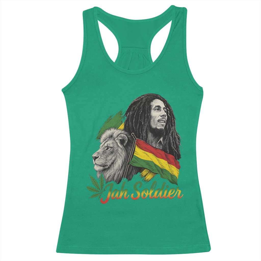 Jah Soldier Racerback Tank Top Lion Of Judah Reggae Rastafari Flag - Wonder Print Shop