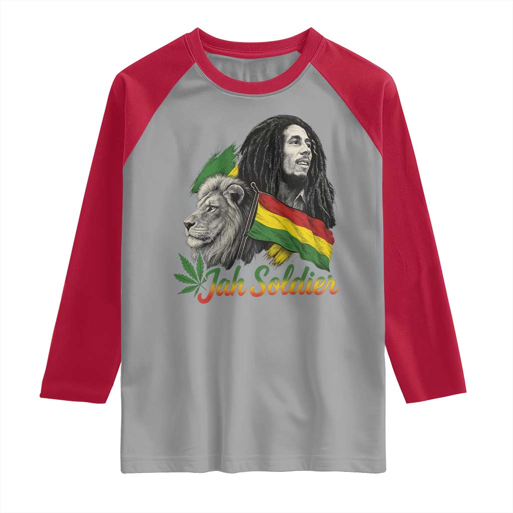 Jah Soldier Raglan Shirt Lion Of Judah Reggae Rastafari Flag - Wonder Print Shop