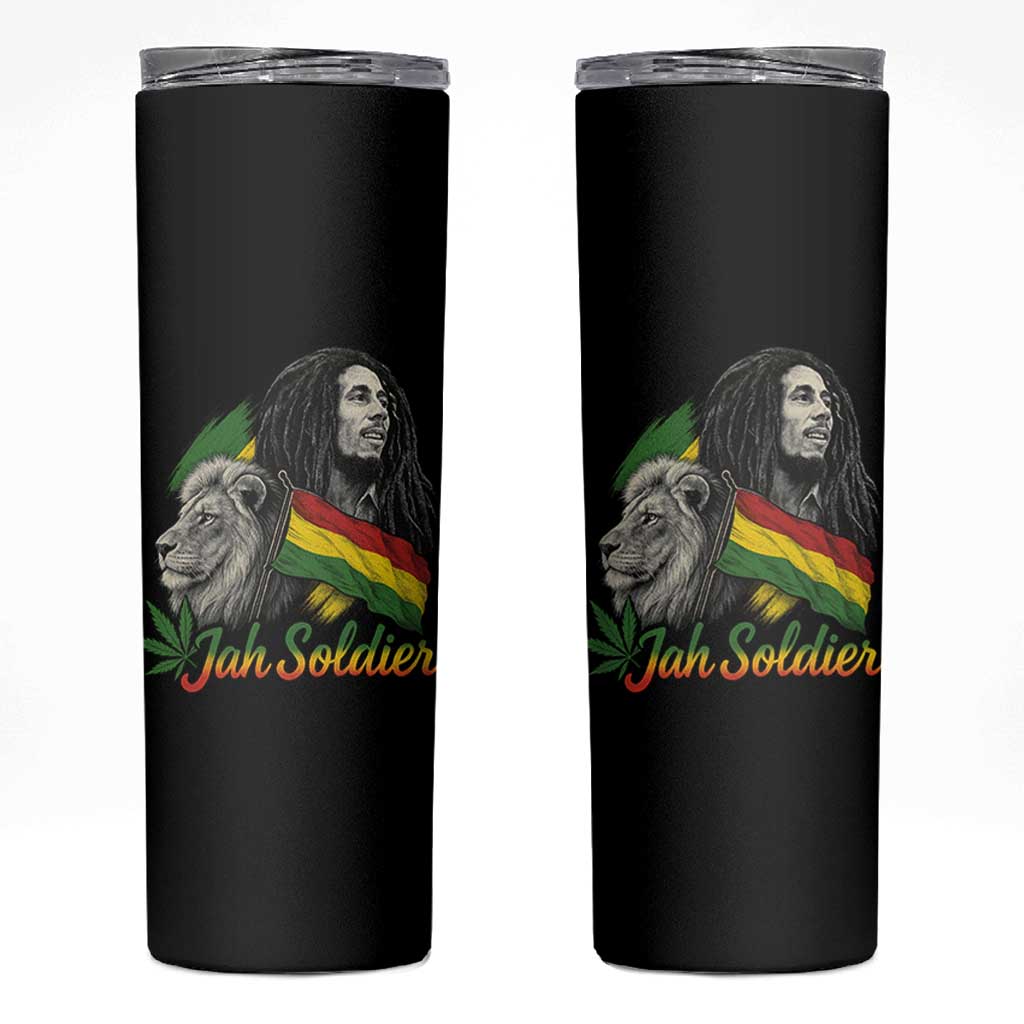 Jah Soldier Skinny Tumbler Lion Of Judah Reggae Rastafari Flag - Wonder Print Shop