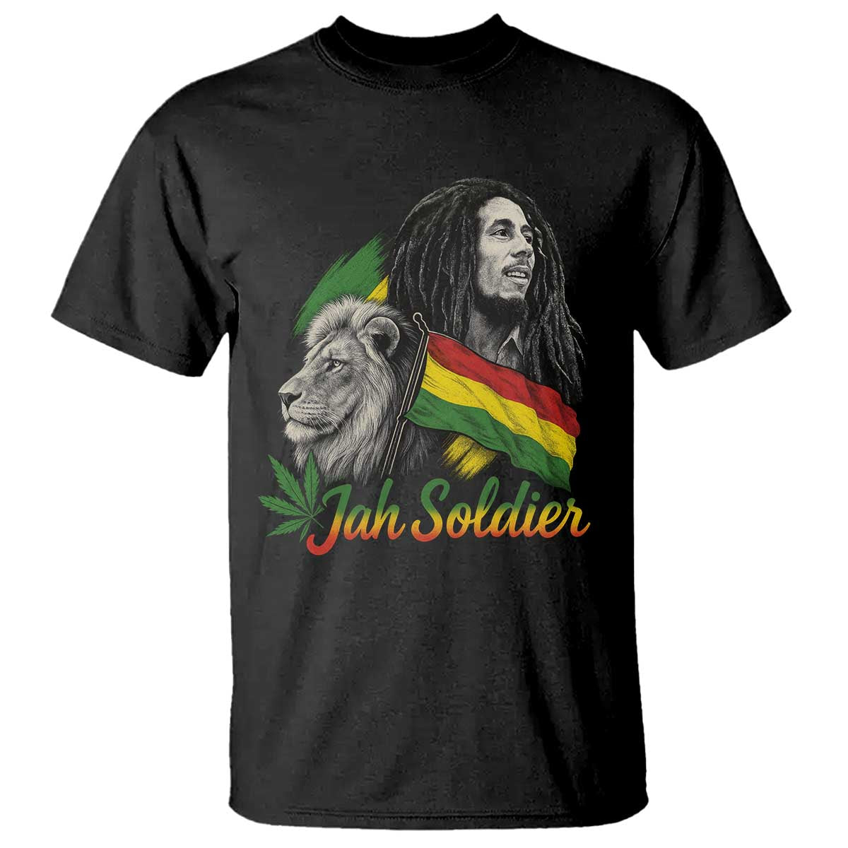 Jah Soldier T Shirt Lion Of Judah Reggae Rastafari Flag - Wonder Print Shop