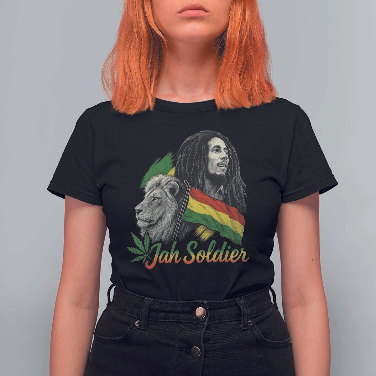 Jah Soldier T Shirt For Women Lion Of Judah Reggae Rastafari Flag - Wonder Print Shop