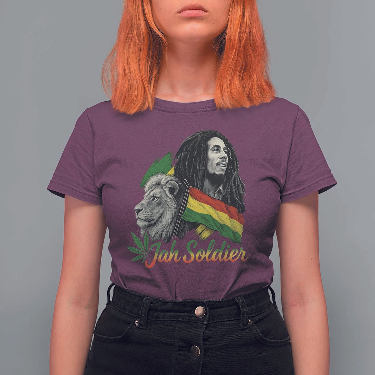 Jah Soldier T Shirt For Women Lion Of Judah Reggae Rastafari Flag - Wonder Print Shop