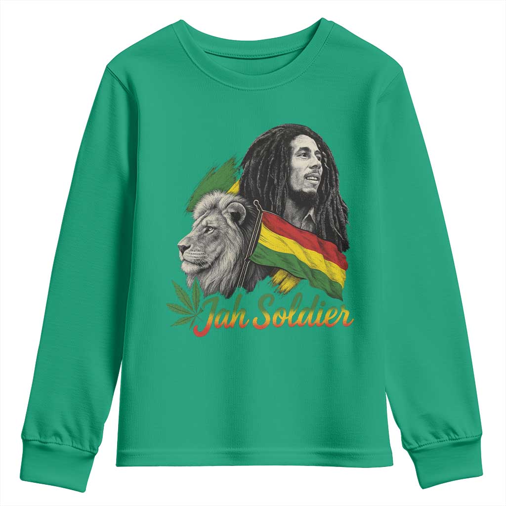 Jah Soldier Youth Sweatshirt Lion Of Judah Reggae Rastafari Flag - Wonder Print Shop