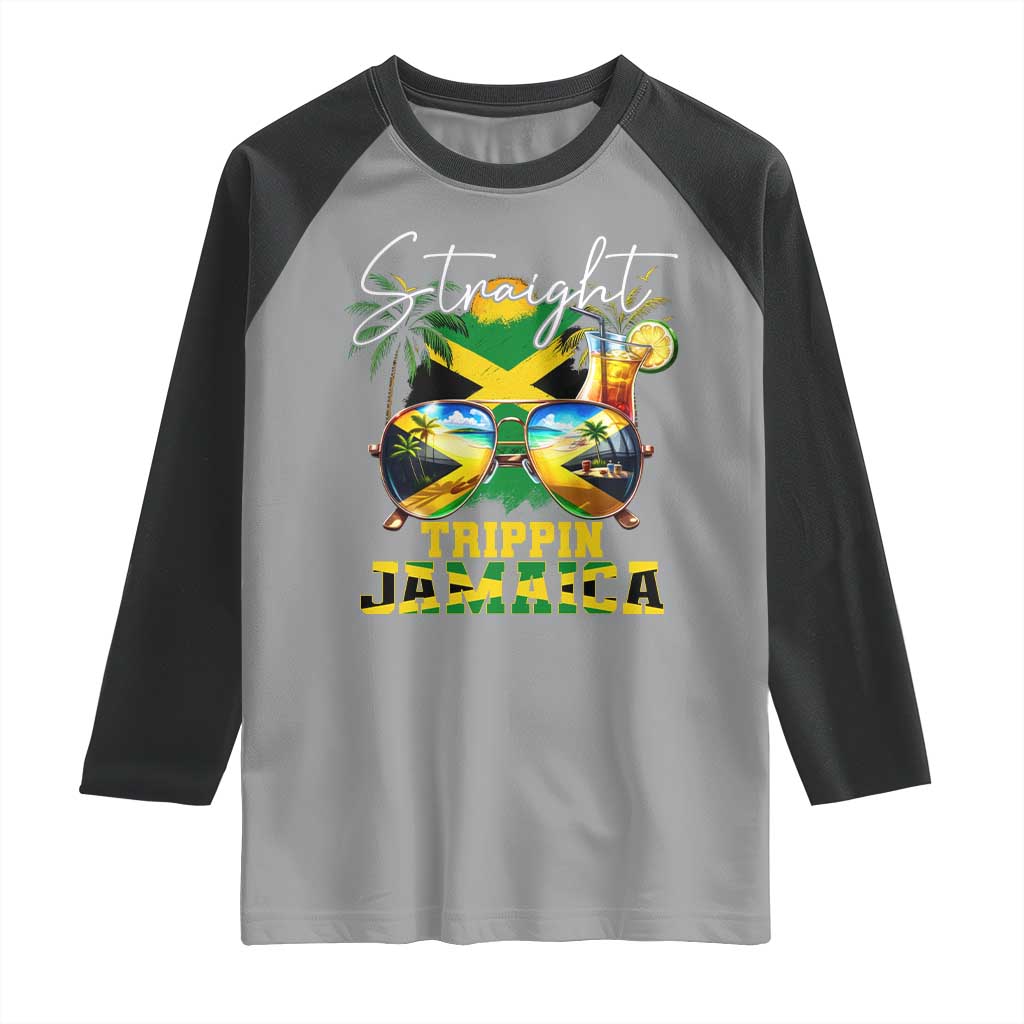 Straight Trippin Jamaica Raglan Shirt Family Squad Summer Vacation - Wonder Print Shop