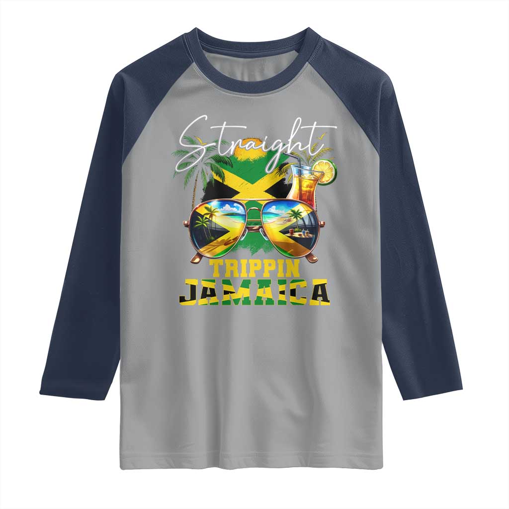 Straight Trippin Jamaica Raglan Shirt Family Squad Summer Vacation - Wonder Print Shop