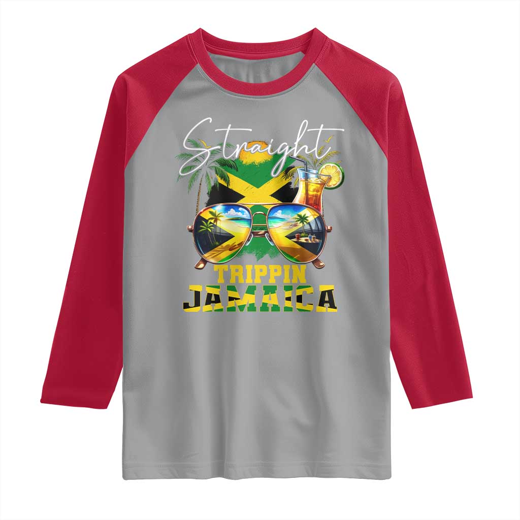 Straight Trippin Jamaica Raglan Shirt Family Squad Summer Vacation - Wonder Print Shop