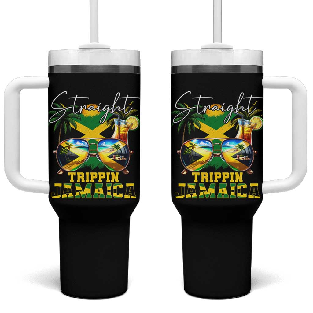 Straight Trippin Jamaica Tumbler With Handle Family Squad Summer Vacation - Wonder Print Shop