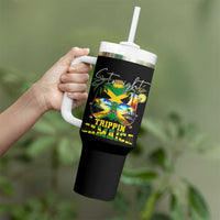 Straight Trippin Jamaica Tumbler With Handle Family Squad Summer Vacation - Wonder Print Shop