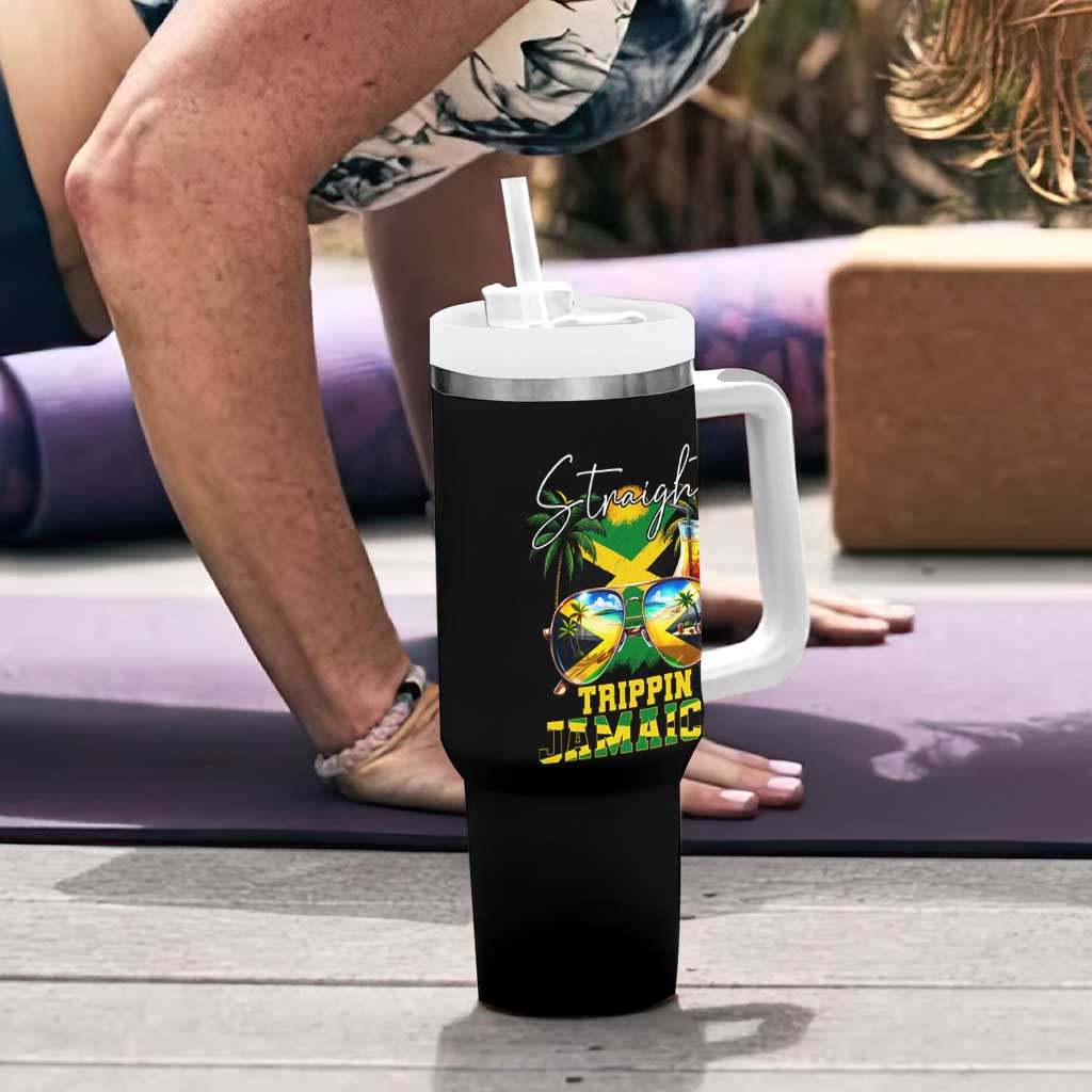 Straight Trippin Jamaica Tumbler With Handle Family Squad Summer Vacation - Wonder Print Shop