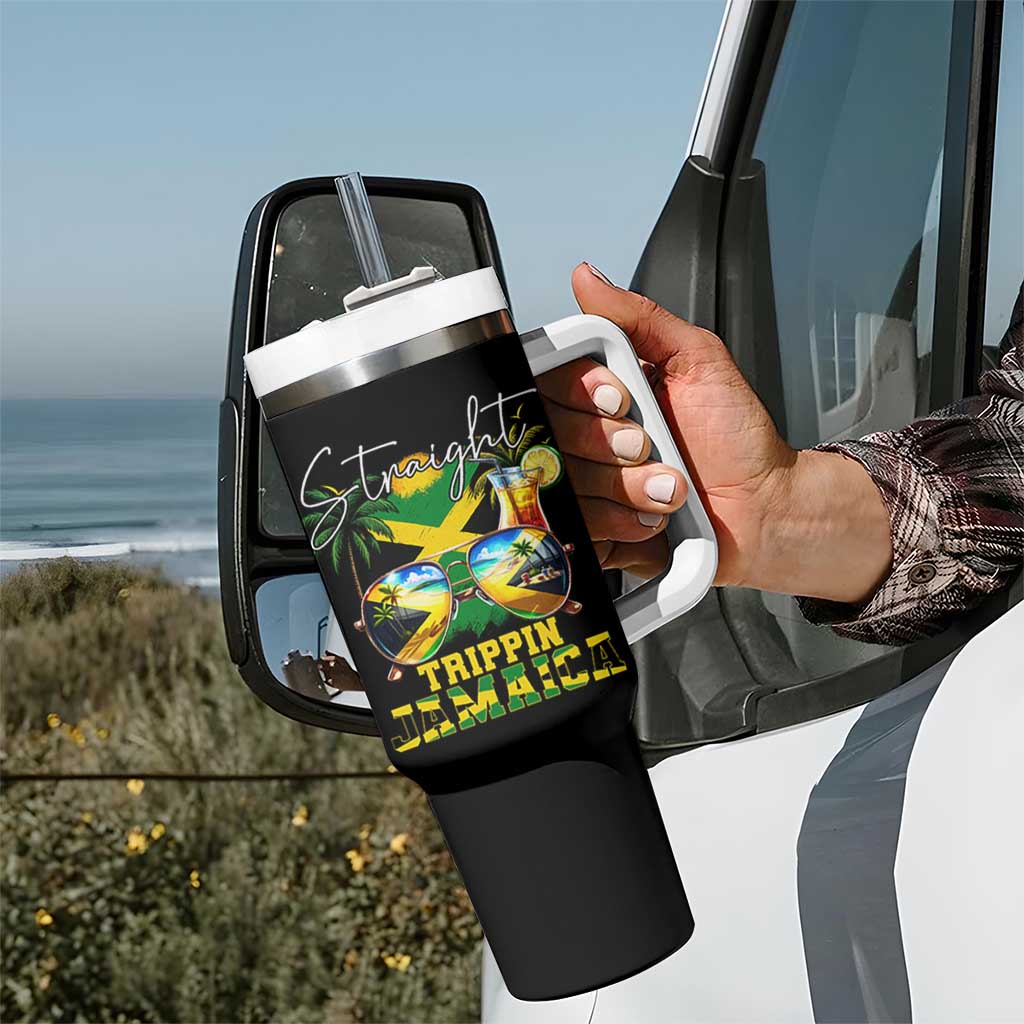 Straight Trippin Jamaica Tumbler With Handle Family Squad Summer Vacation - Wonder Print Shop