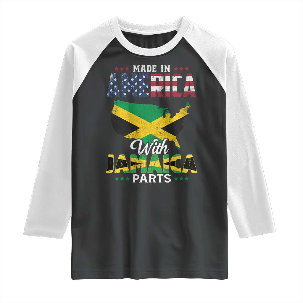 Made In America With Jamaica Parts Raglan Shirt Jamaican American - Wonder Print Shop