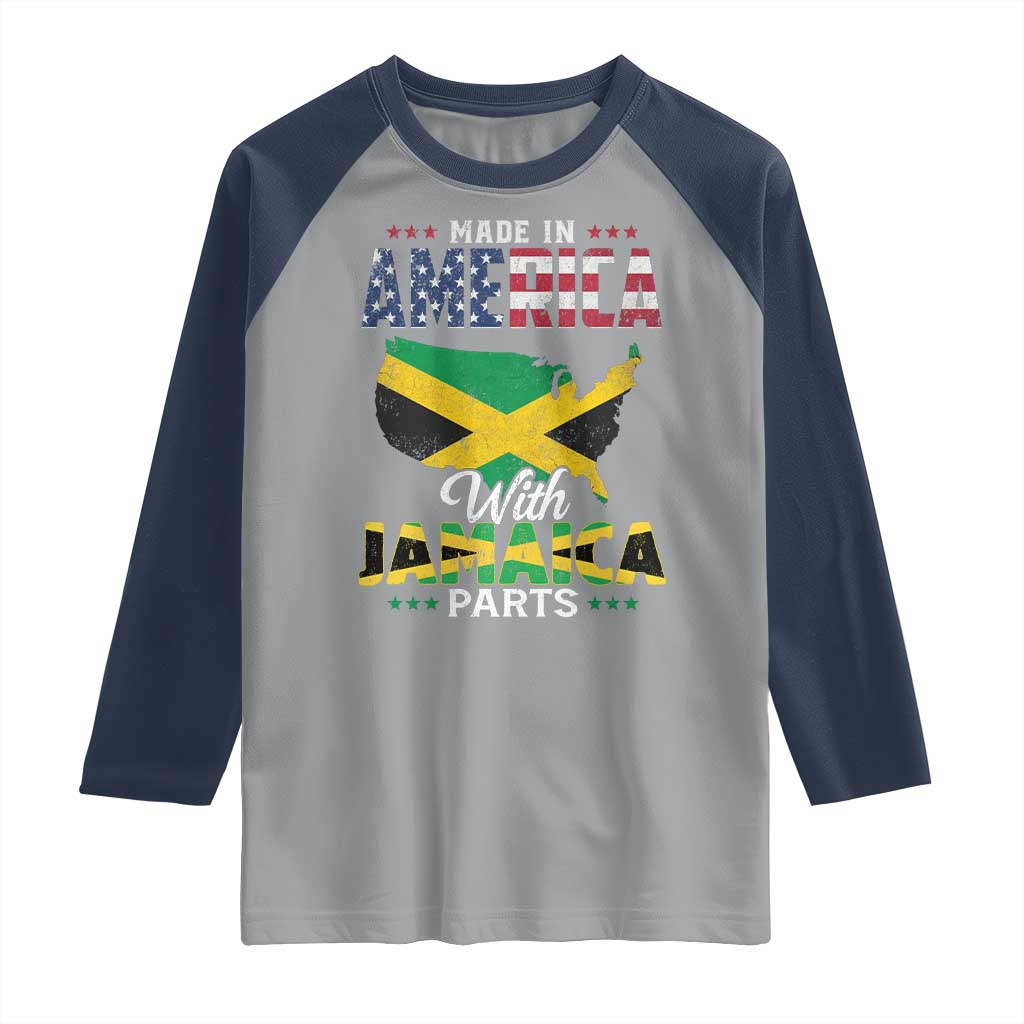 Made In America With Jamaica Parts Raglan Shirt Jamaican American - Wonder Print Shop