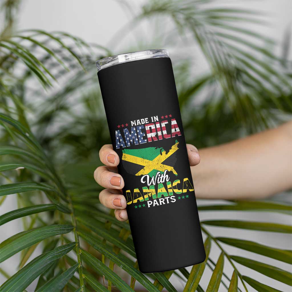 Made In America With Jamaica Parts Skinny Tumbler Jamaican American - Wonder Print Shop