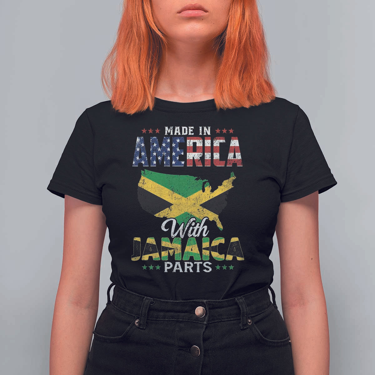 Made In America With Jamaica Parts T Shirt For Women Jamaican American - Wonder Print Shop