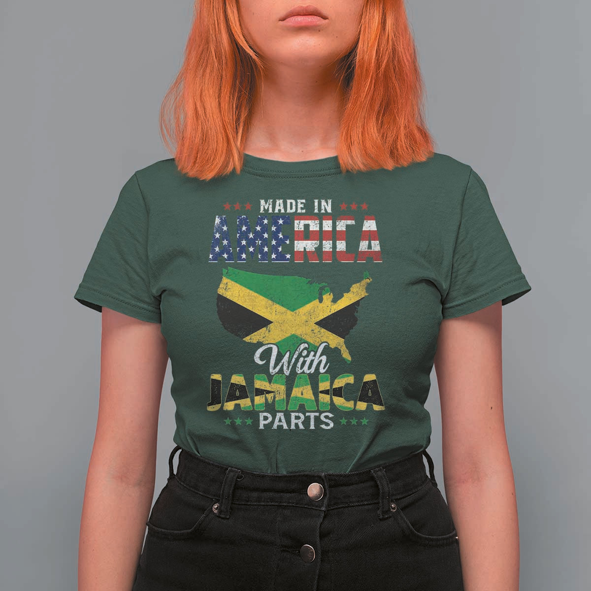Made In America With Jamaica Parts T Shirt For Women Jamaican American - Wonder Print Shop