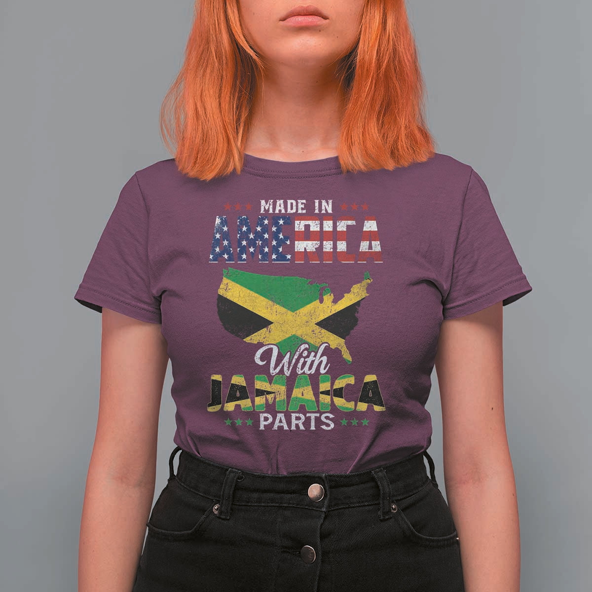 Made In America With Jamaica Parts T Shirt For Women Jamaican American - Wonder Print Shop