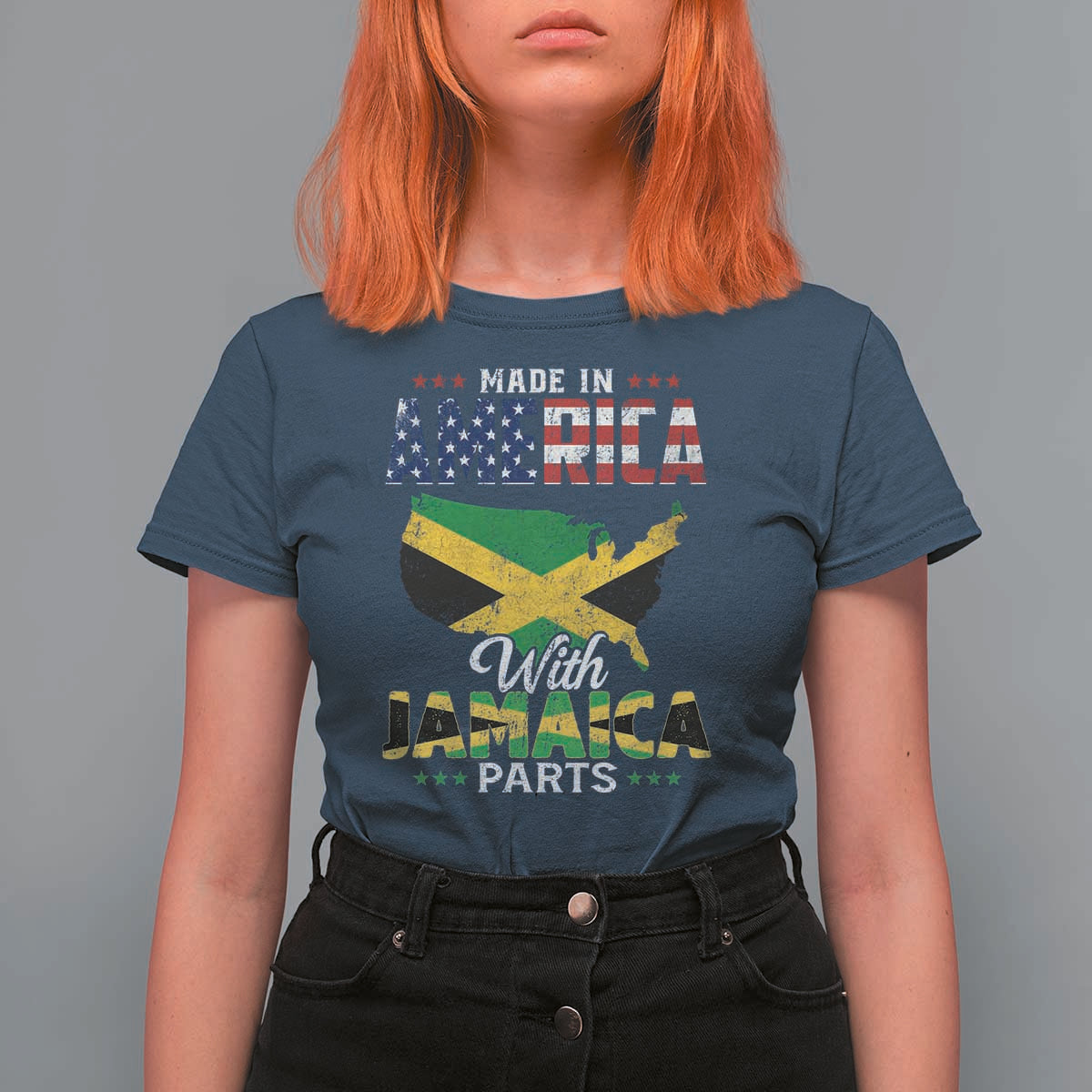 Made In America With Jamaica Parts T Shirt For Women Jamaican American - Wonder Print Shop