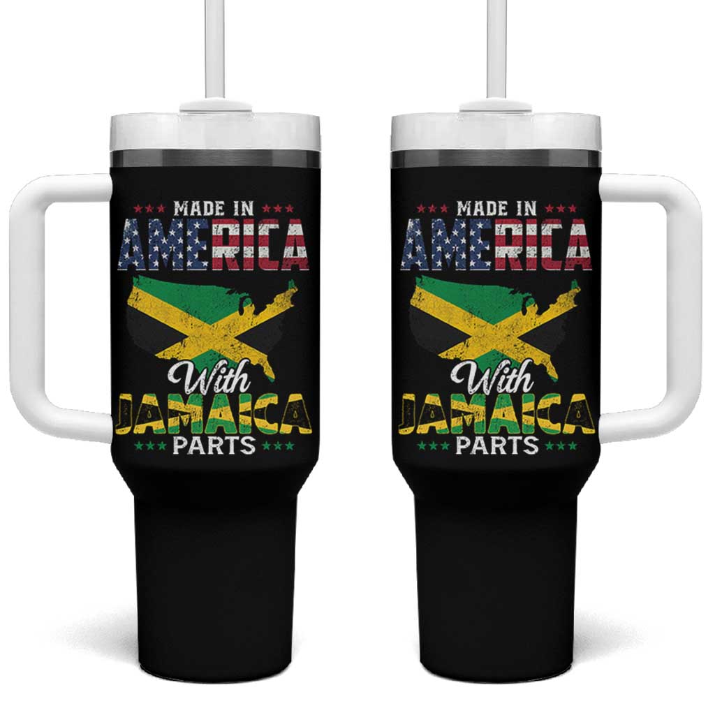Made In America With Jamaica Parts Tumbler With Handle Jamaican American - Wonder Print Shop