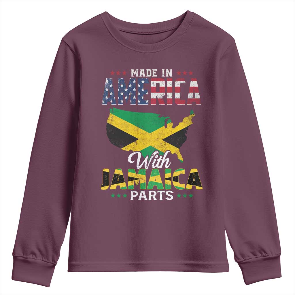 Made In America With Jamaica Parts Youth Sweatshirt Jamaican American - Wonder Print Shop