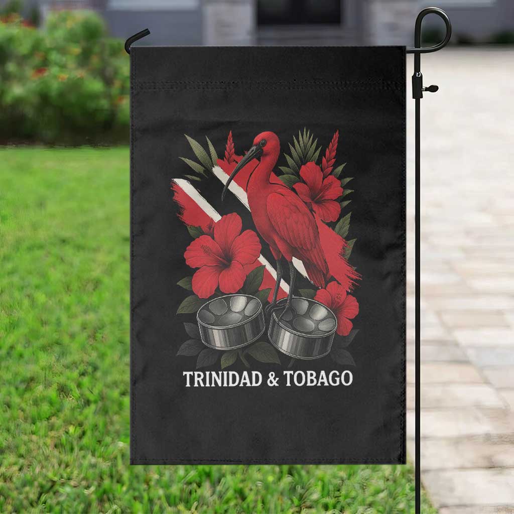 Trinidadian and Tobagonian Pride Garden Flag Trinidadian Roots Scarlet Ibis Steelpans - Wonder Print Shop