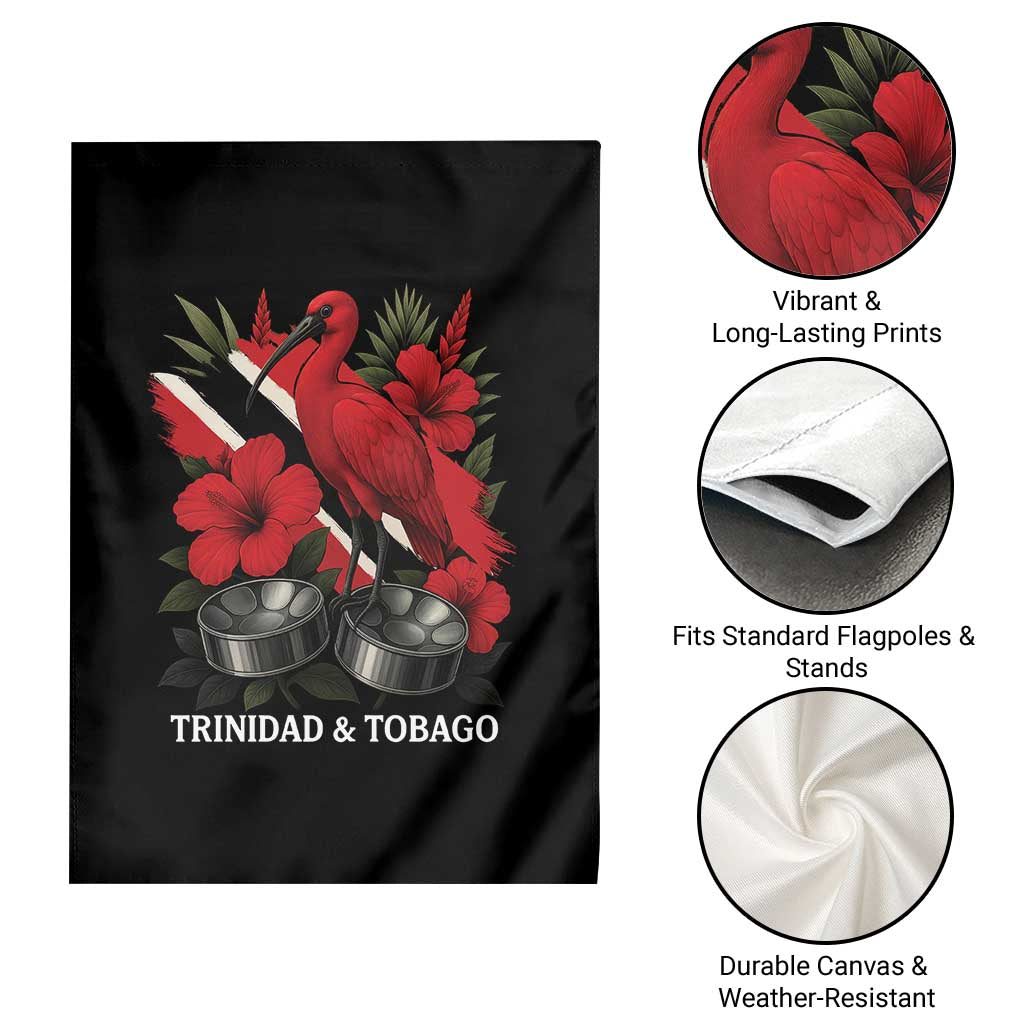 Trinidadian and Tobagonian Pride Garden Flag Trinidadian Roots Scarlet Ibis Steelpans - Wonder Print Shop