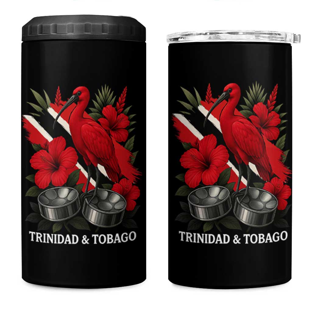 Trinidadian and Tobagonian Pride 4 in 1 Can Cooler Tumbler Trinidadian Roots Scarlet Ibis Steelpans - Wonder Print Shop