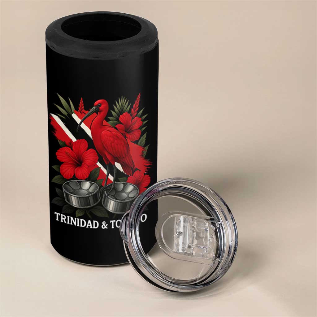 Trinidadian and Tobagonian Pride 4 in 1 Can Cooler Tumbler Trinidadian Roots Scarlet Ibis Steelpans - Wonder Print Shop