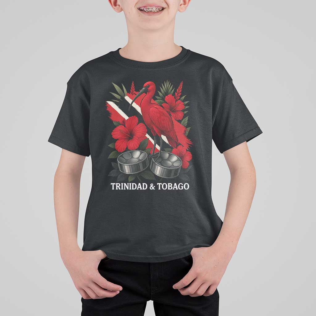 Trinidadian and Tobagonian Pride T Shirt For Kid Trinidadian Roots Scarlet Ibis Steelpans - Wonder Print Shop