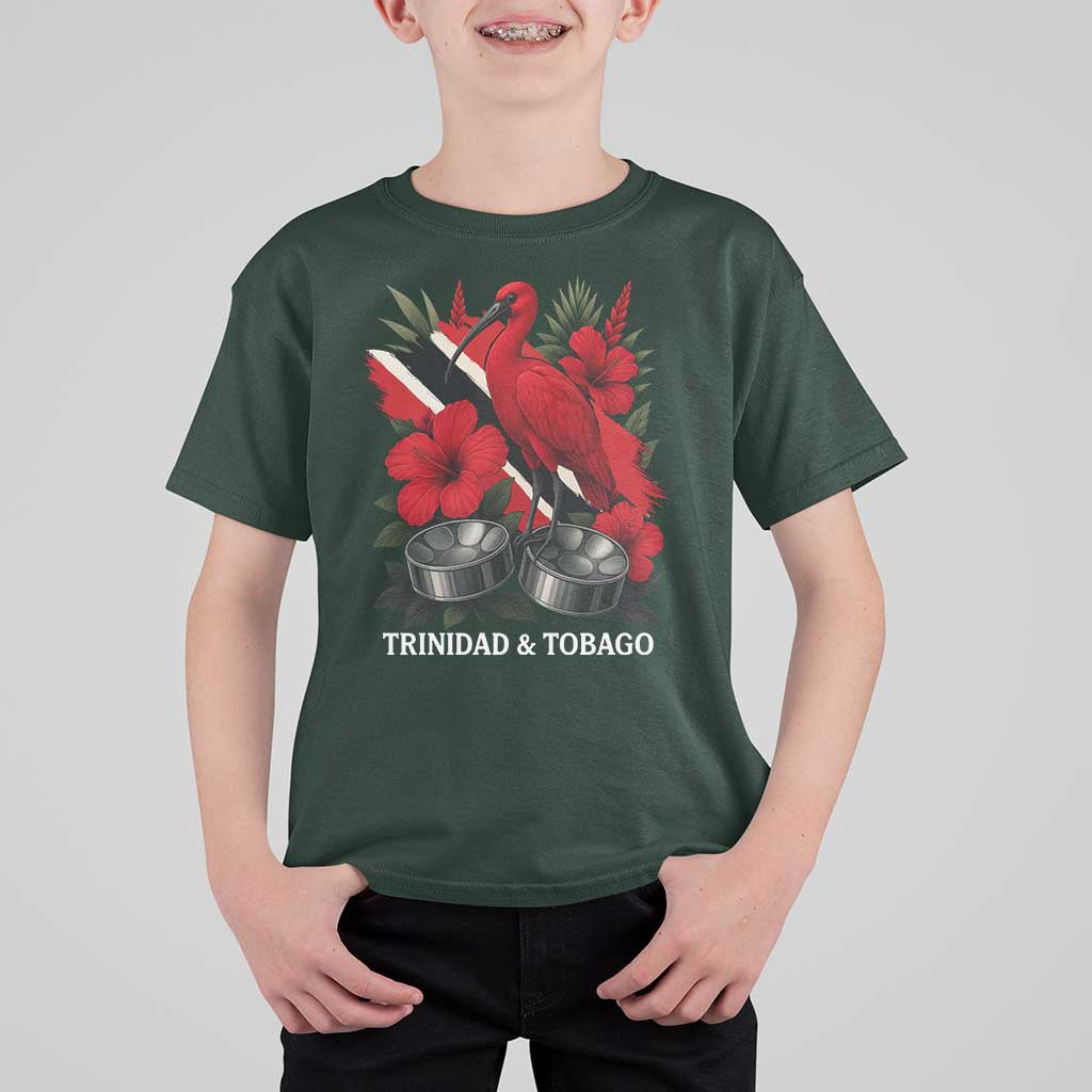 Trinidadian and Tobagonian Pride T Shirt For Kid Trinidadian Roots Scarlet Ibis Steelpans - Wonder Print Shop