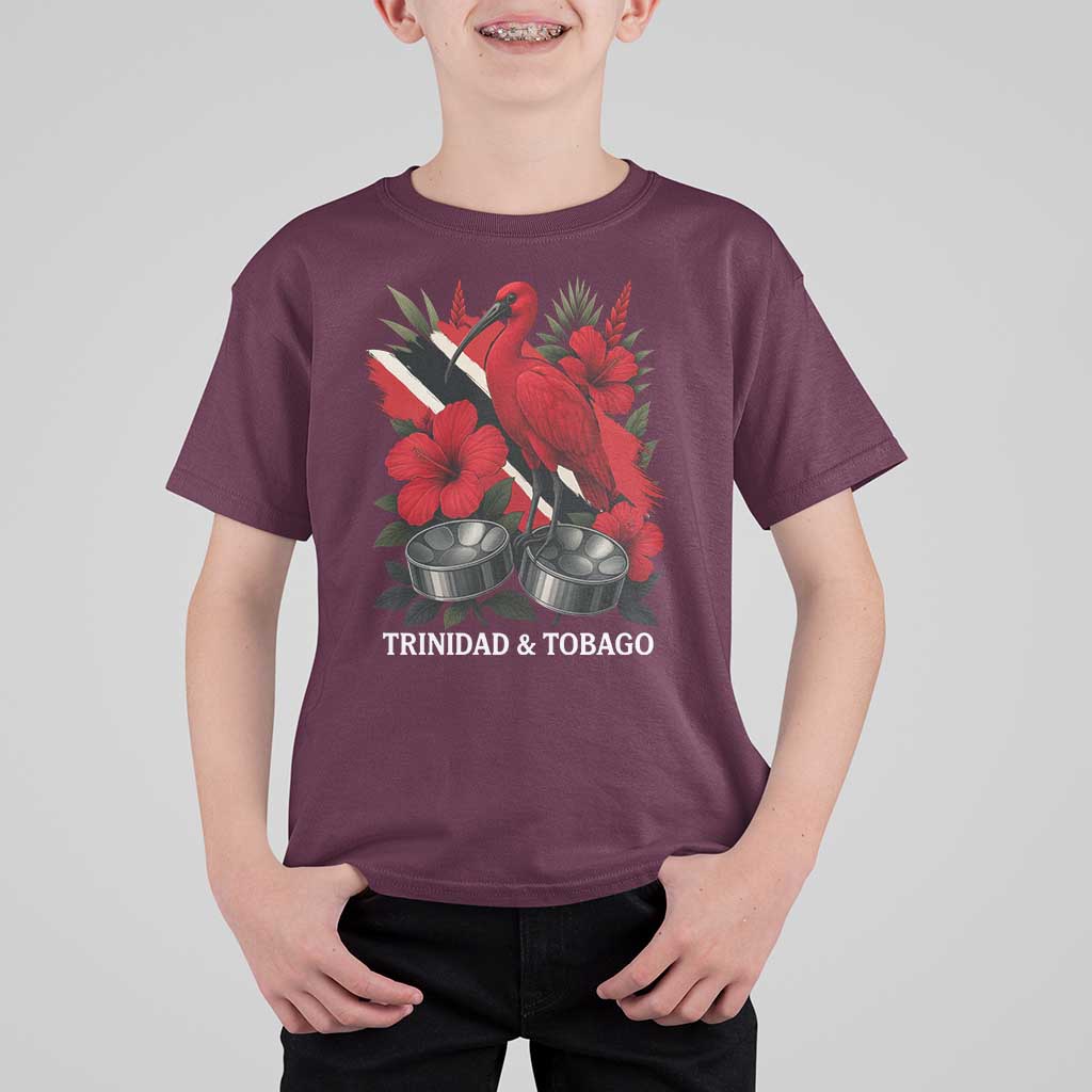 Trinidadian and Tobagonian Pride T Shirt For Kid Trinidadian Roots Scarlet Ibis Steelpans - Wonder Print Shop