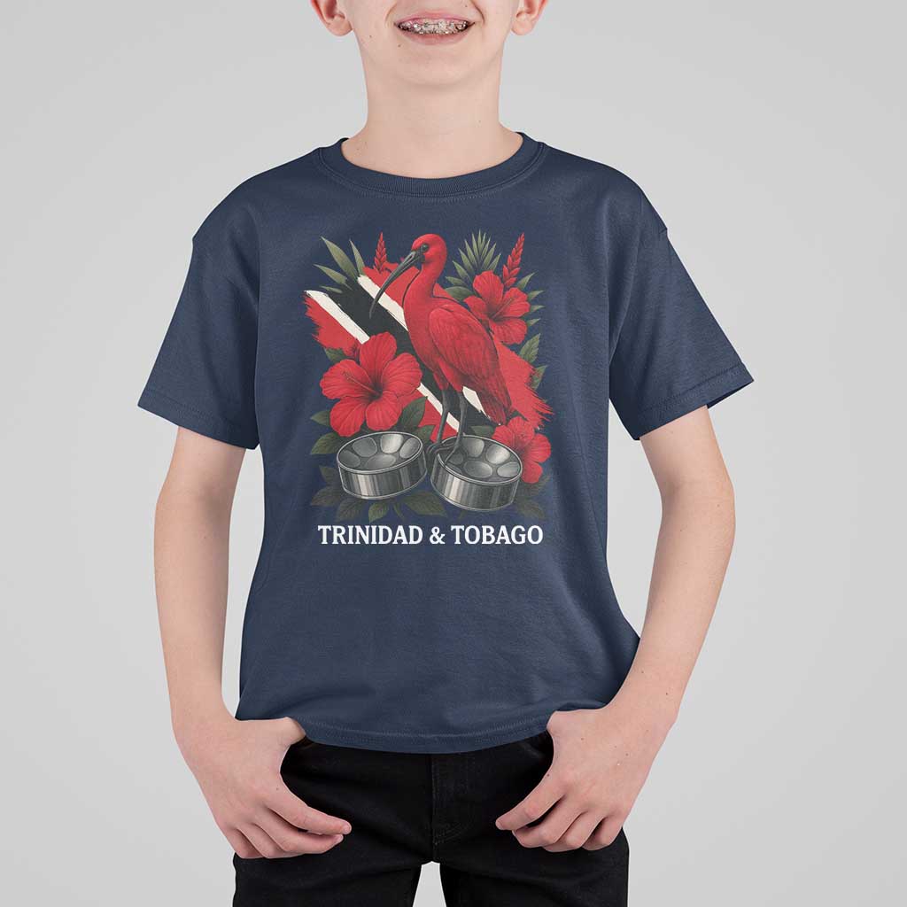 Trinidadian and Tobagonian Pride T Shirt For Kid Trinidadian Roots Scarlet Ibis Steelpans - Wonder Print Shop