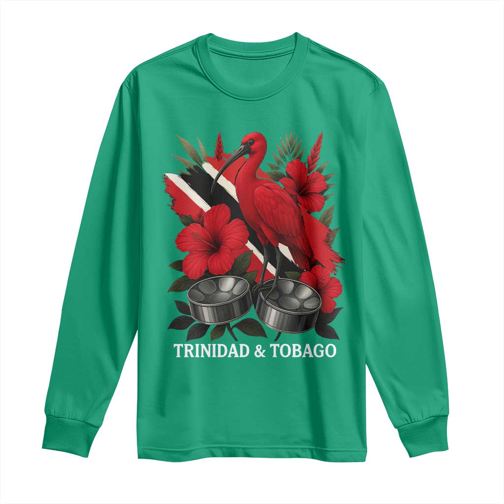 Trinidadian and Tobagonian Pride Long Sleeve Shirt Trinidadian Roots Scarlet Ibis Steelpans - Wonder Print Shop