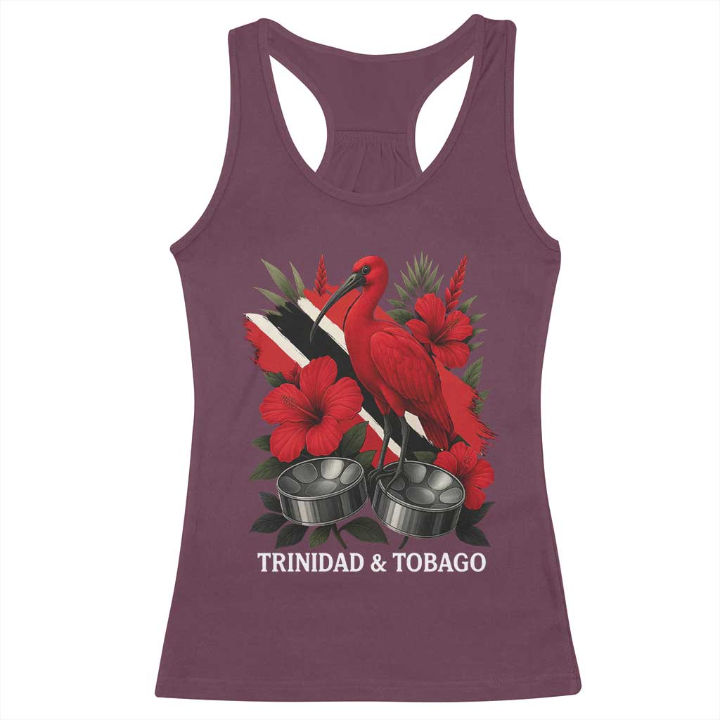 Trinidadian and Tobagonian Pride Racerback Tank Top Trinidadian Roots Scarlet Ibis Steelpans - Wonder Print Shop