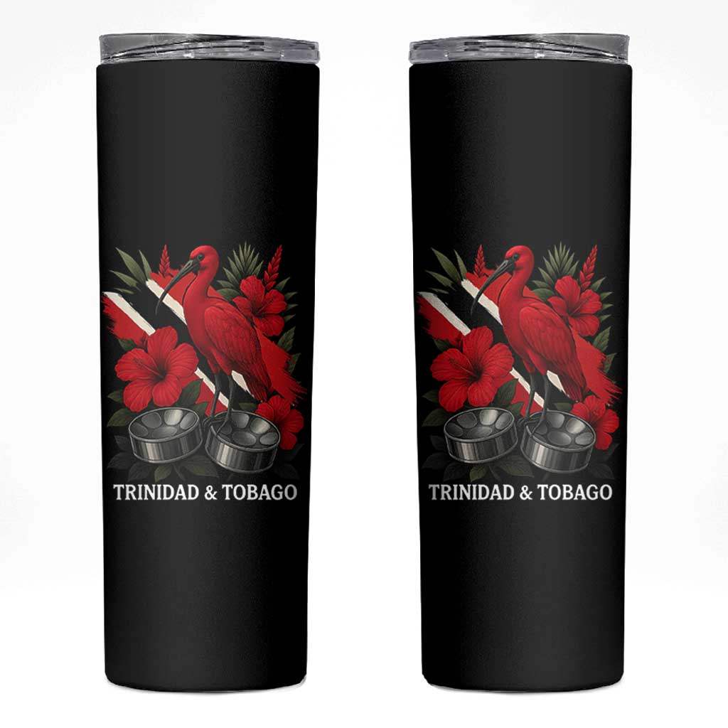 Trinidadian and Tobagonian Pride Skinny Tumbler Trinidadian Roots Scarlet Ibis Steelpans - Wonder Print Shop
