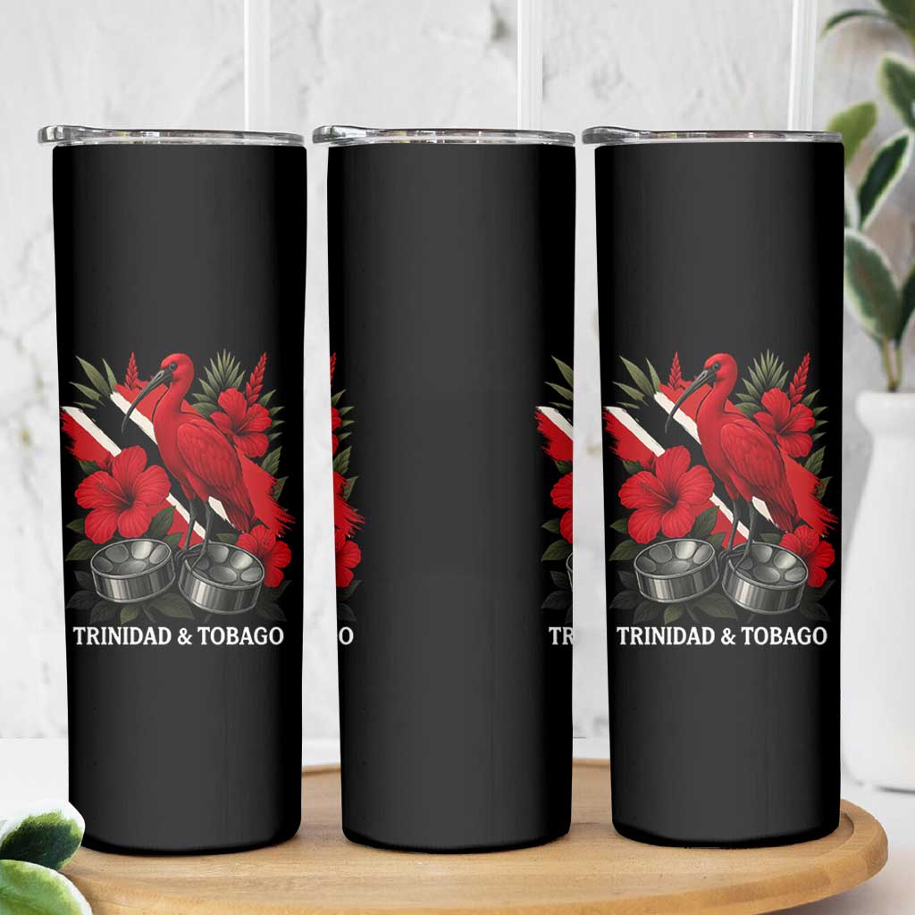 Trinidadian and Tobagonian Pride Skinny Tumbler Trinidadian Roots Scarlet Ibis Steelpans - Wonder Print Shop