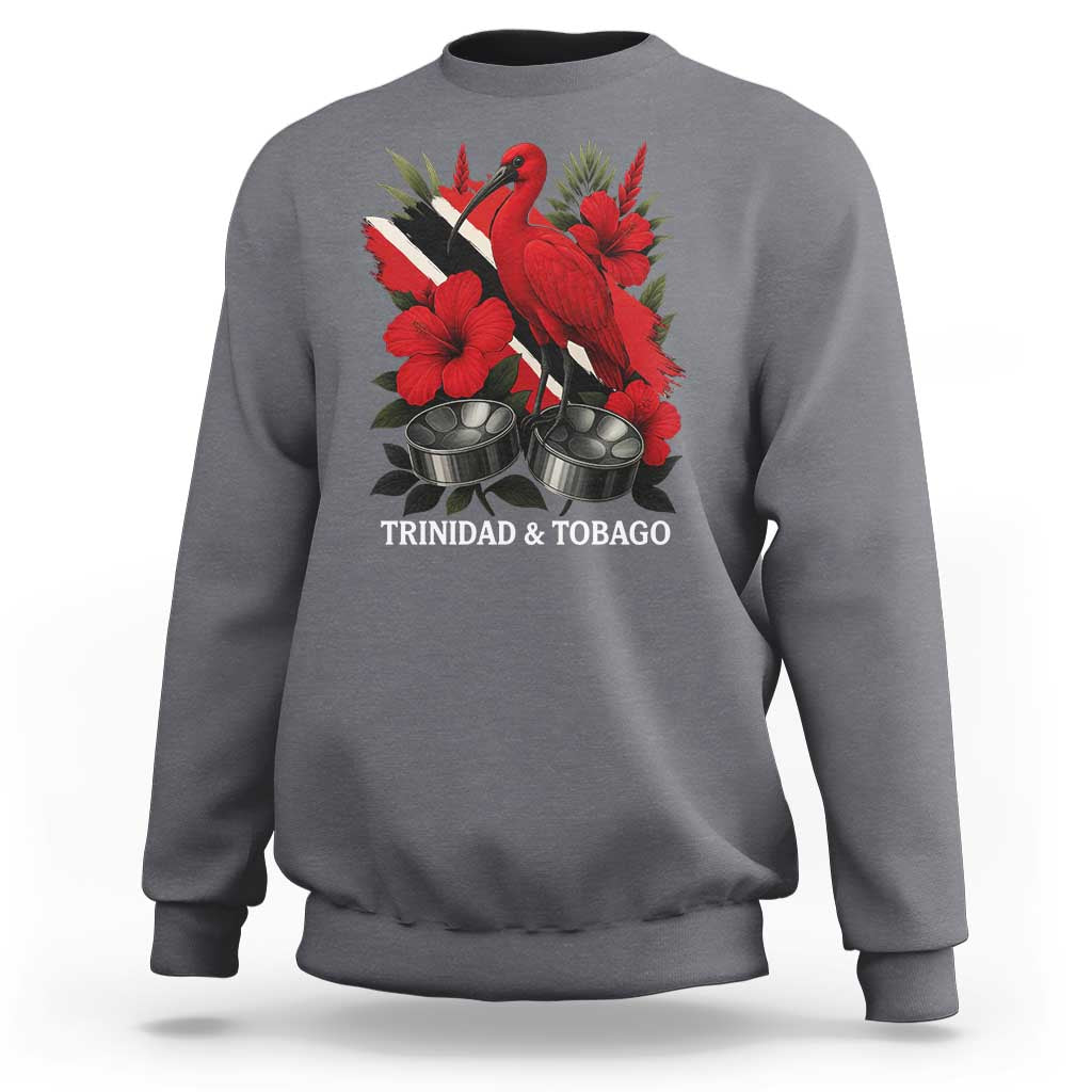 Trinidadian and Tobagonian Pride Sweatshirt Trinidadian Roots Scarlet Ibis Steelpans - Wonder Print Shop