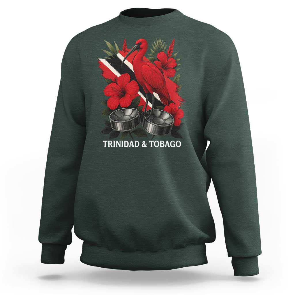 Trinidadian and Tobagonian Pride Sweatshirt Trinidadian Roots Scarlet Ibis Steelpans - Wonder Print Shop