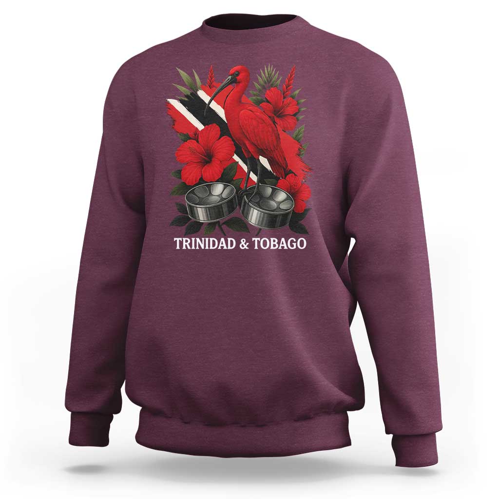 Trinidadian and Tobagonian Pride Sweatshirt Trinidadian Roots Scarlet Ibis Steelpans - Wonder Print Shop