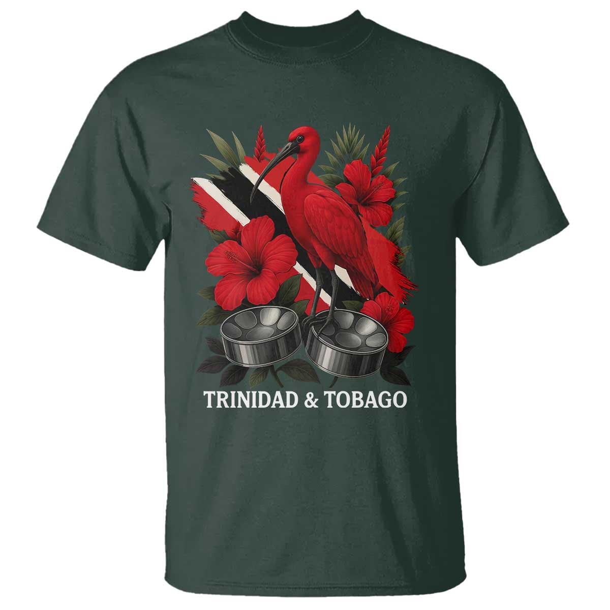 Trinidadian and Tobagonian Pride T Shirt Trinidadian Roots Scarlet Ibis Steelpans - Wonder Print Shop
